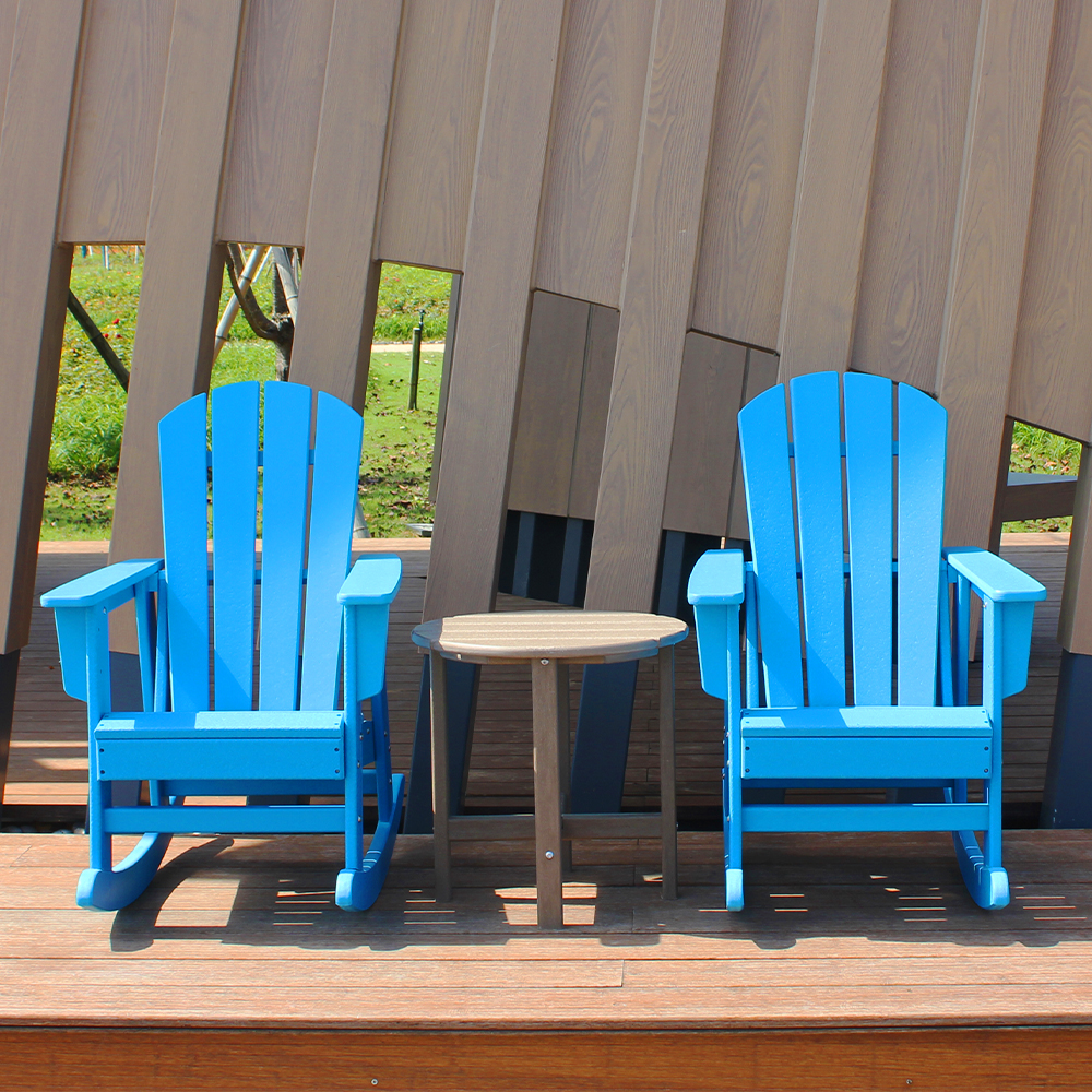 Silla Adirondack para niños de exterior combinada con juego azul: una elección de ensueño para el ocio infantil al aire libre